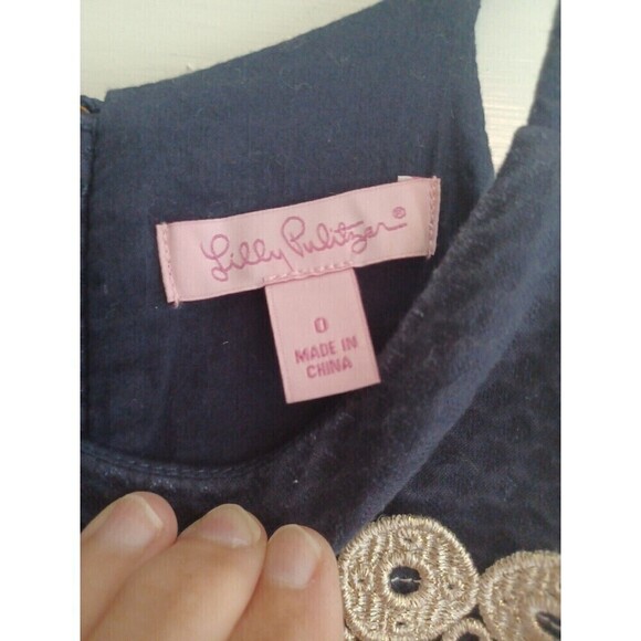 Lilly Pulitzer Annabelle mini dress 0 navy sleeveless gold trim classic preppy - Picture 3 of 9